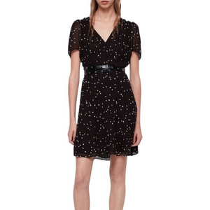 Allsaints Lucia Star Dotted Black Semi‎ Sheer Mini Dress
